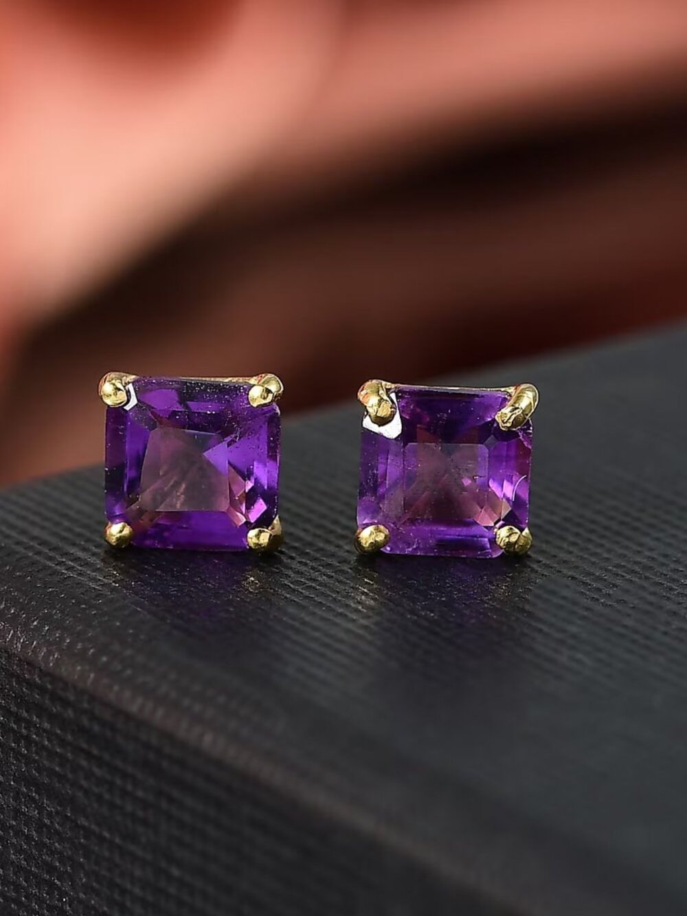 AAA African Amethyst 2.00 ctw Stud Earrings in 18K Vermeil YG o/Ster Silver NEW